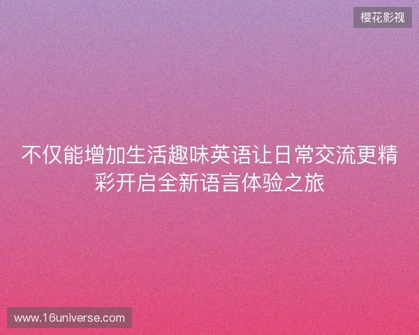 不仅能增加生活趣味英语让日常交流更精彩开启全新语言体验之旅